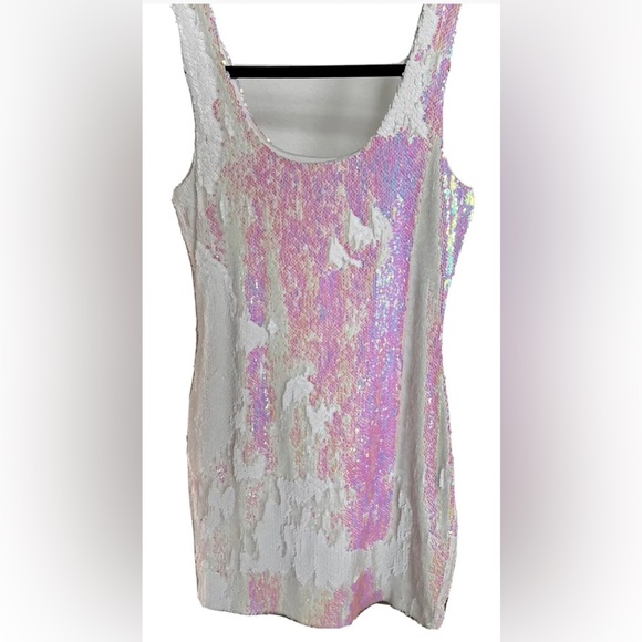 Misses Women White Reversible Sequin Tank Dress Size Medium Charlotte Russe - Picture 1 of 7